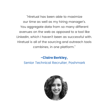 Claire Berkley, Senior Technical Recruiter at Poshmark review on hireEZ EZ Rediscovery